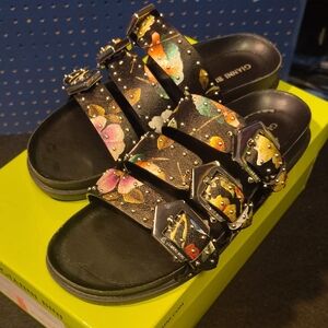 Gianni Bini Black Floral Kids Sandals
